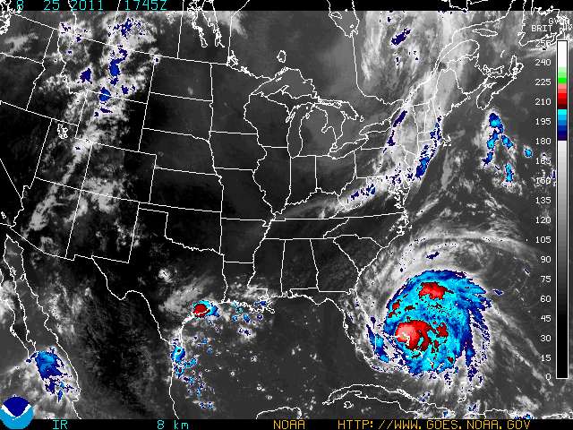 Image of Hurricane Irene taken Thursday afternoon from the National Oceanic and Atmospheric Administration,