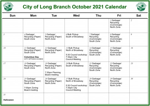 Long Branch October calendar The Link News Long Branch October calendar The Link News