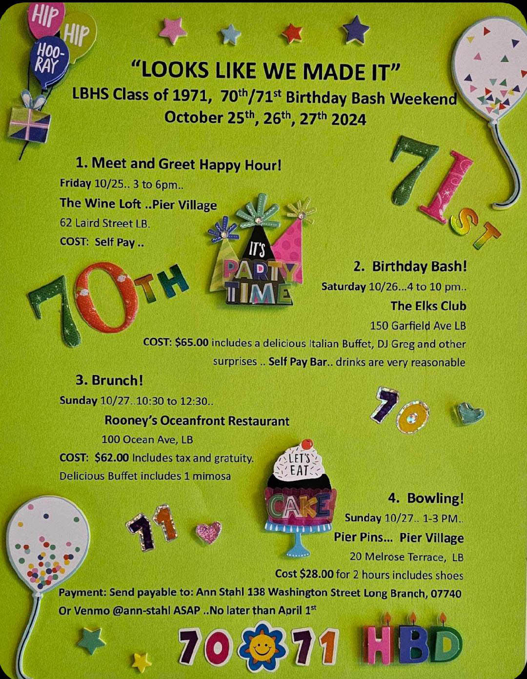 Long Branch High School Class of 70/71 Birthday Bash – The Link News